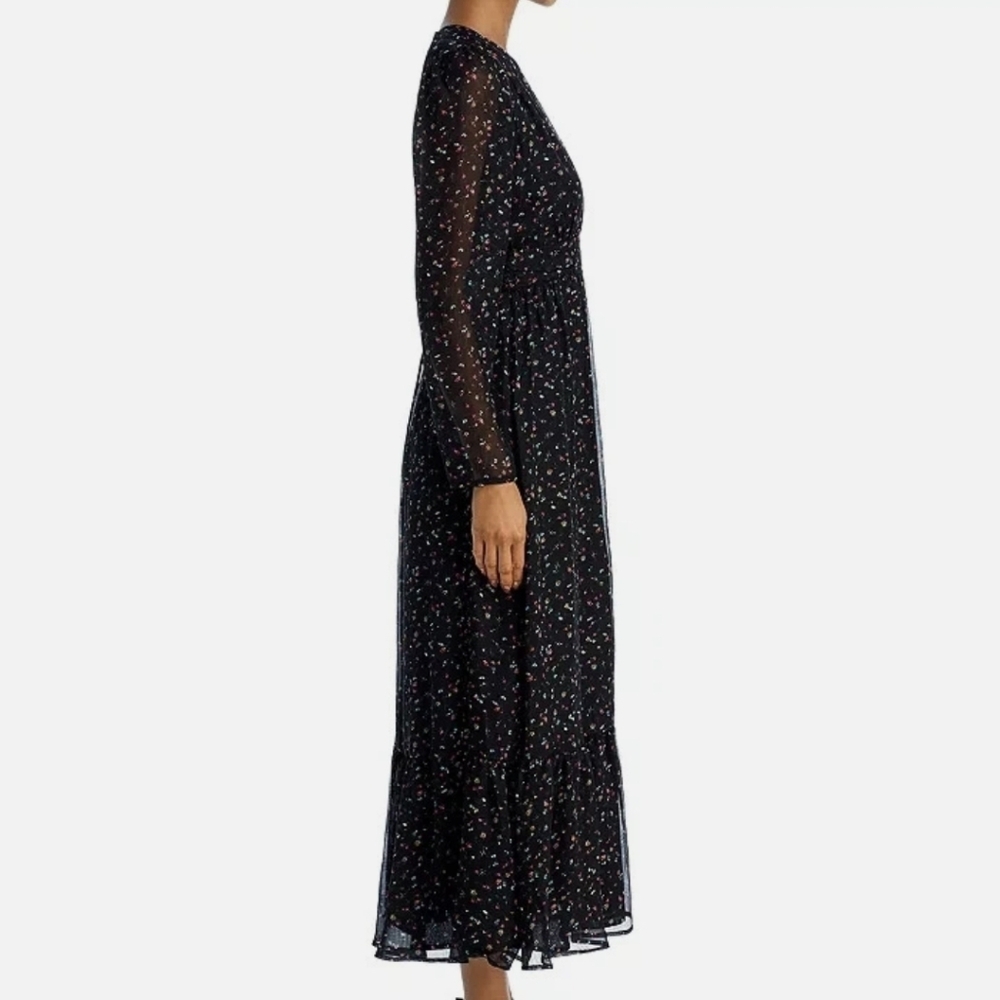 Aqua Black Floral Long Sleeve Dress - Picture 5 of 8